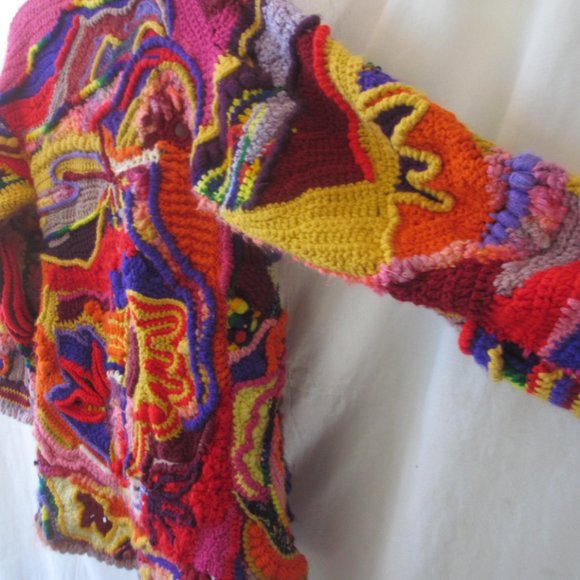 JACKET COAT M L XL crochet style free form handmade brand new Make your offers - Picture 14 of 15